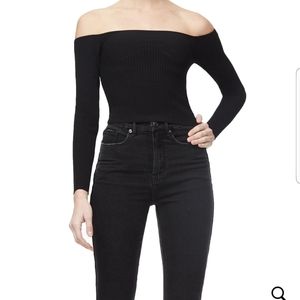 Good American off the shoulder knit top